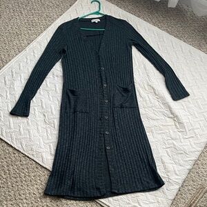 Michael Stars Blue-ish/Black Long Sleeve Ribbed Sweater